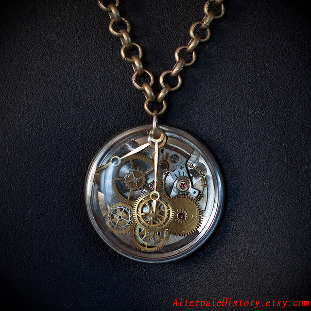 Steampunk Watch parts Resin Necklace Made with old watches… Flickr