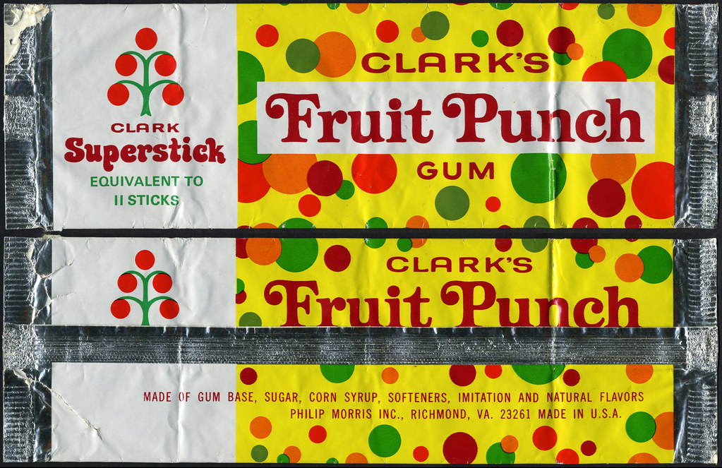 Clark's Superstick Fruit Punch gum wrapper 1970's Flickr