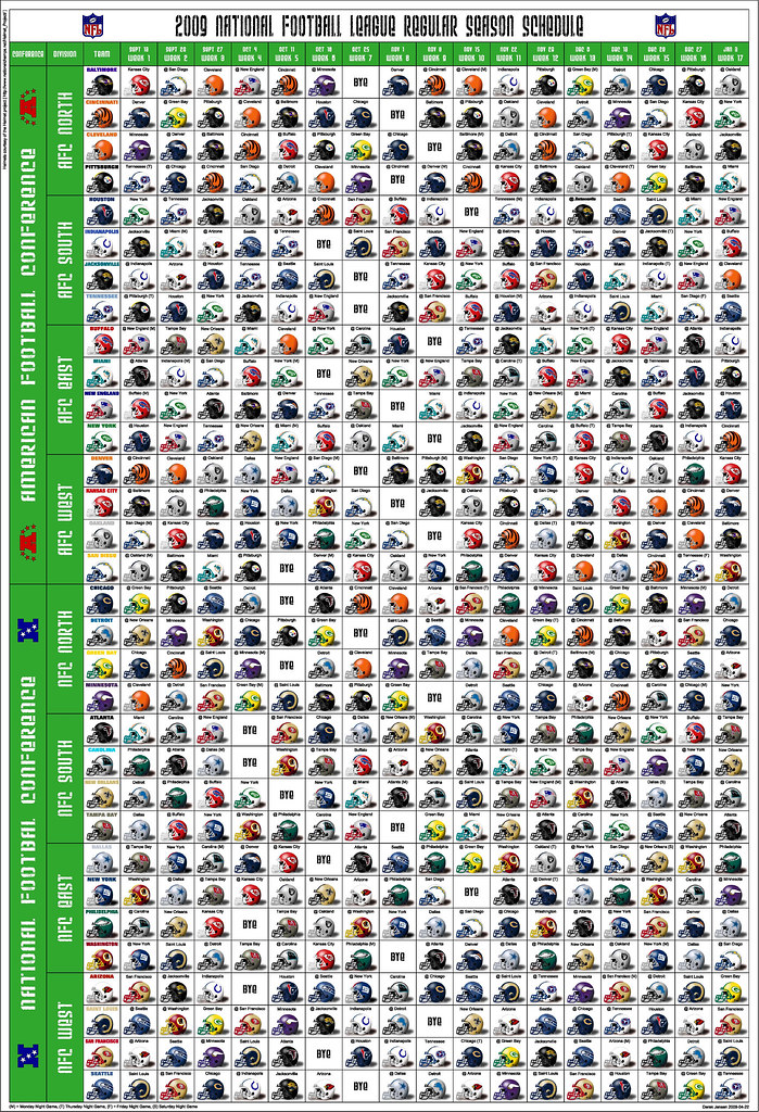 2009 NFL Football Schedule 2009 regular season schedule Flickr