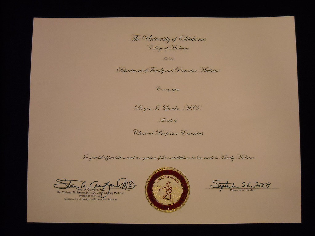 RIL Clinical Professor Emeritus certificate 2 nancylienke Flickr