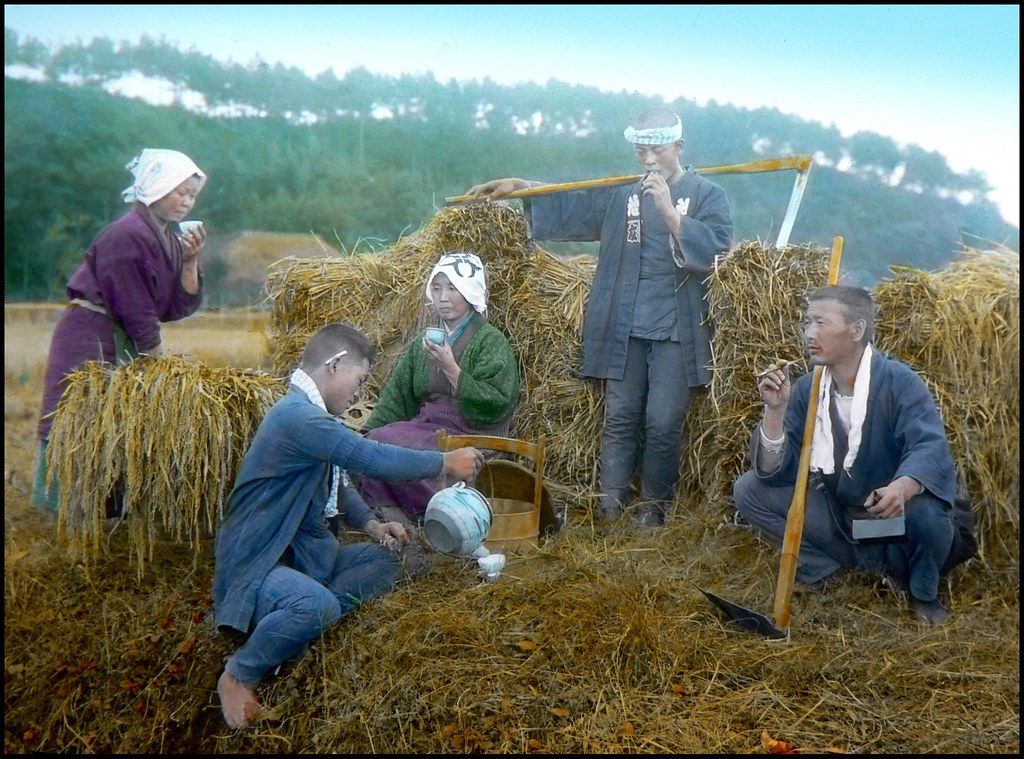 FARMERS TAKING A TEA BREAK in OLD JAPAN A nice group by T.… Flickr