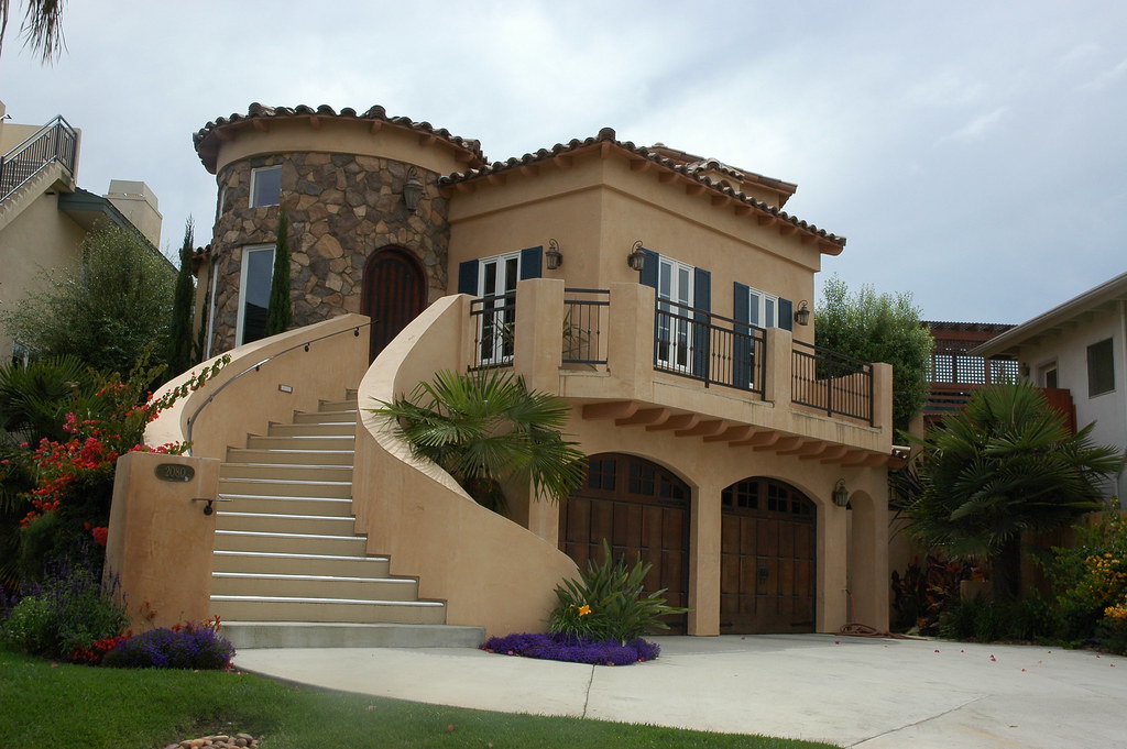 California Castle, house with grand stairway, Encinitas, C… Flickr