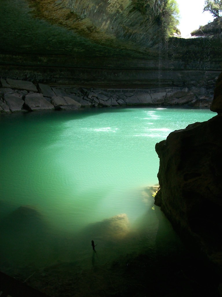 Grotto at Hamilton Pool, water cascading from above into T… Flickr