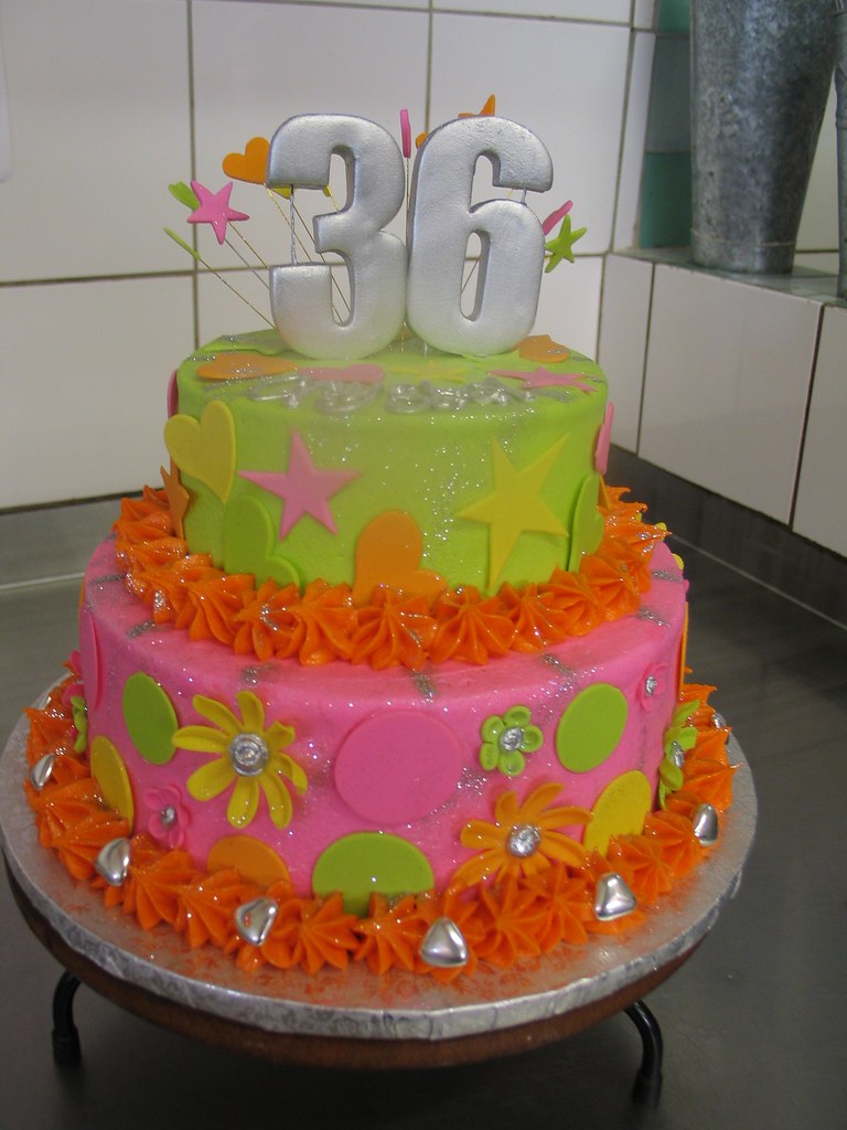 2 tier bright birthday cake Crystals' 36th Charly's Bakery Flickr