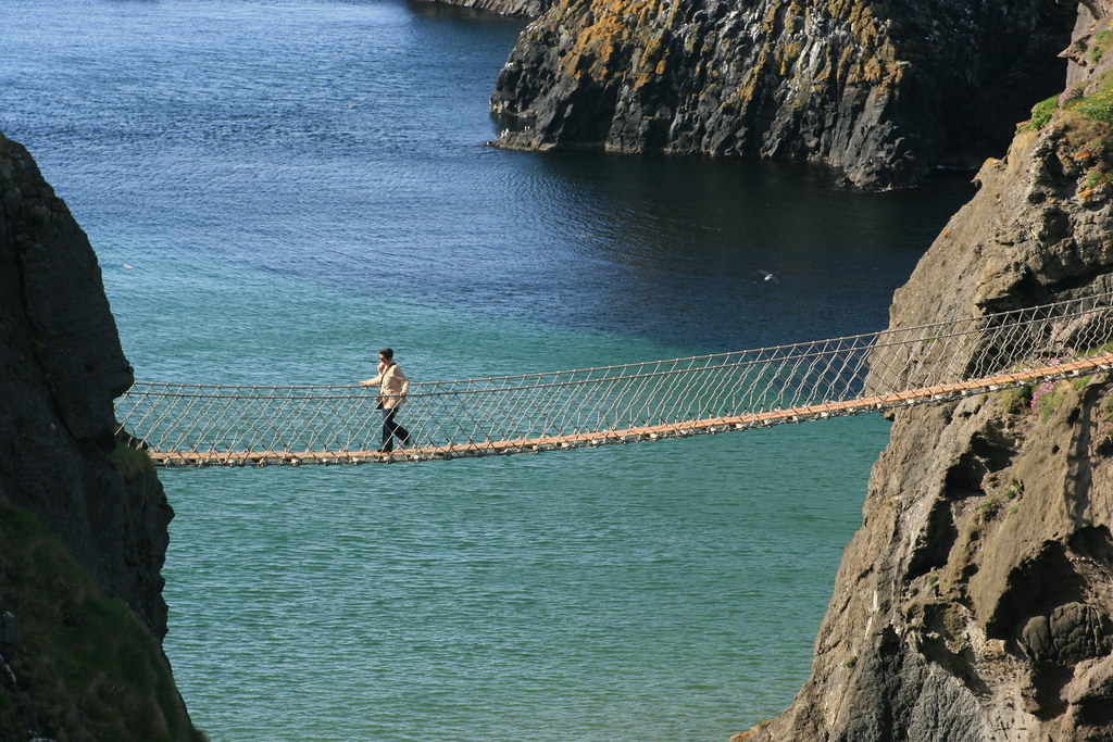 CarrickaRede rope bridge Marie walking accross the rope … Flickr