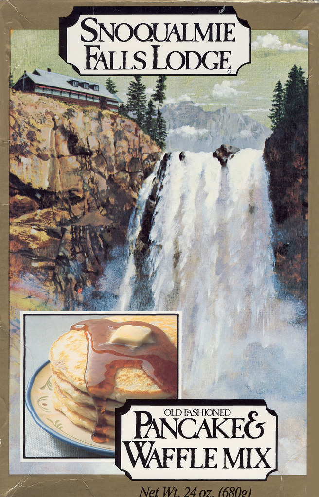 Snoqualmie Falls Pancake Mix The outside of a box of Snoqu… Flickr