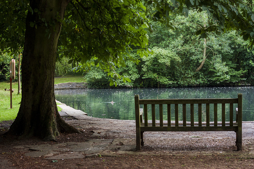 The bench in front of the pond was empty..!! Subject A ben… Flickr