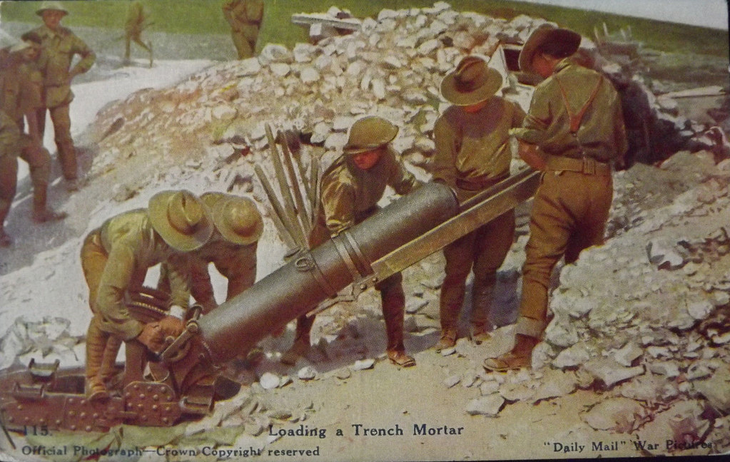 Loading a Trench Mortar WW1 Australian WW1 postcard On r… Flickr