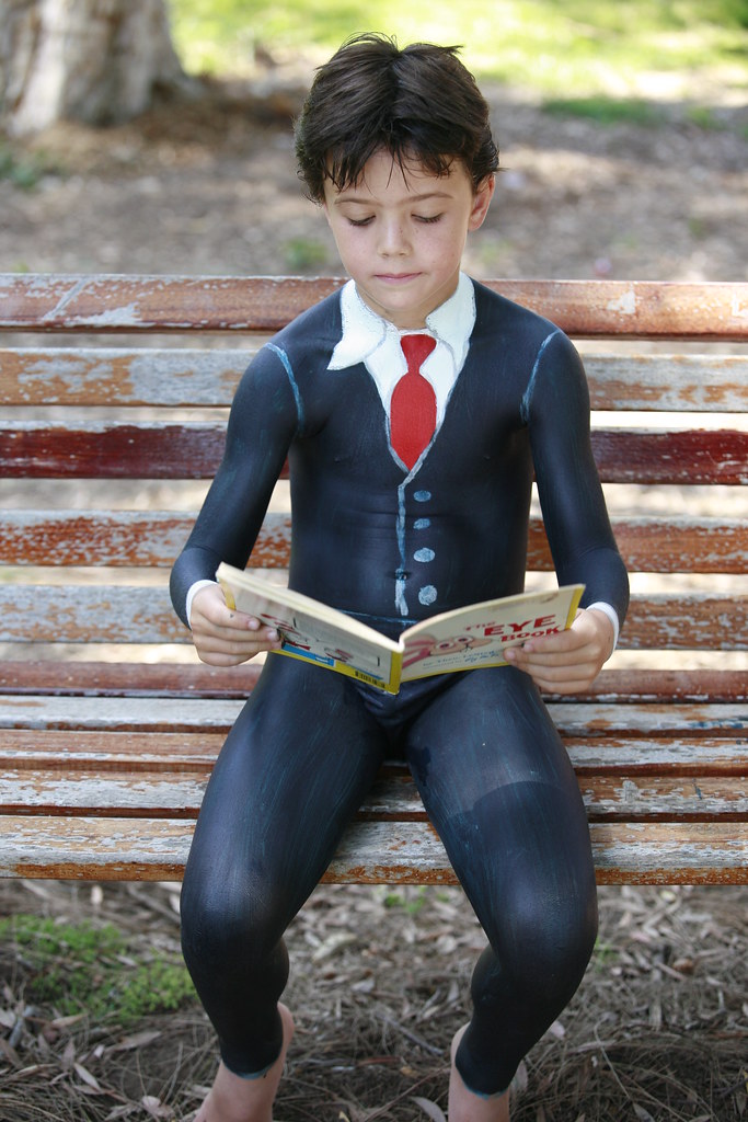 Bodypainting child with book Flickr