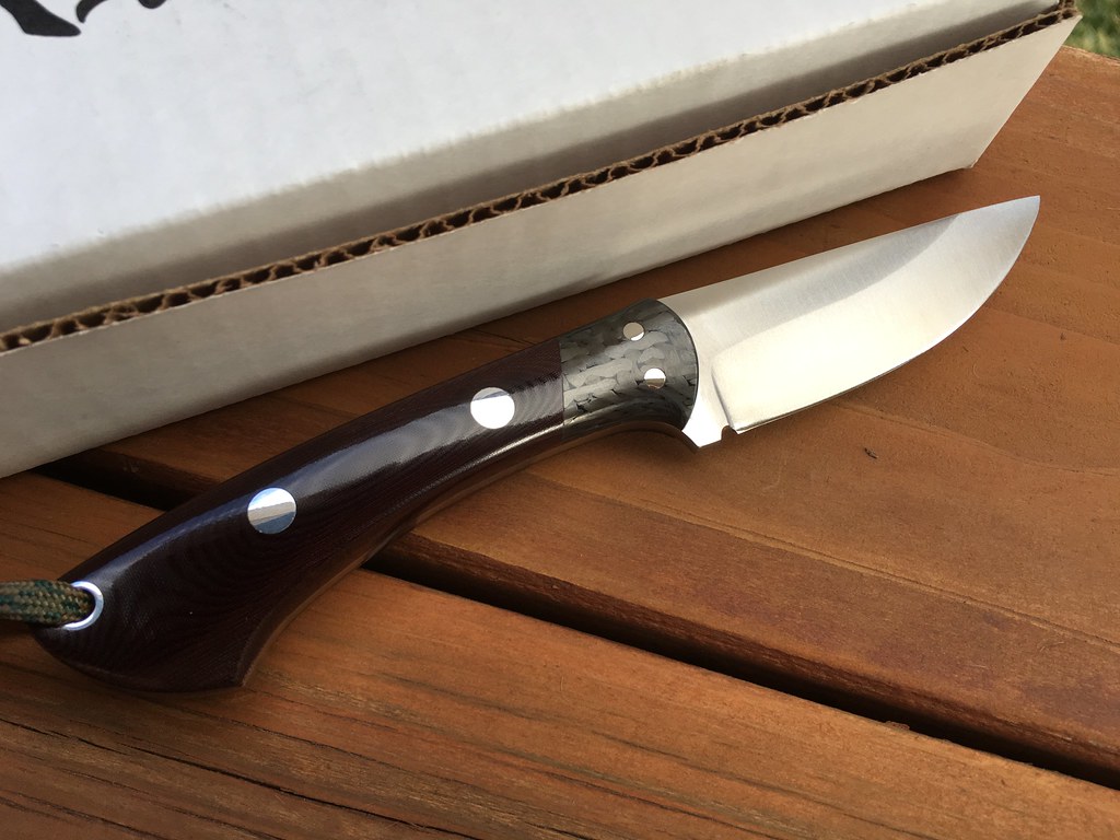Northwoods Iron River Maroon Linen Micarta with Carbon Fiber Bolsters