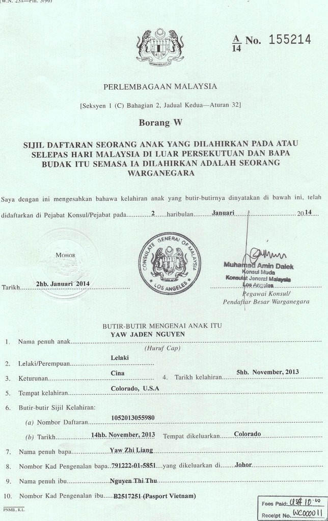 Jaden Borang W Malaysia Birth Certificate zlyaw Flickr