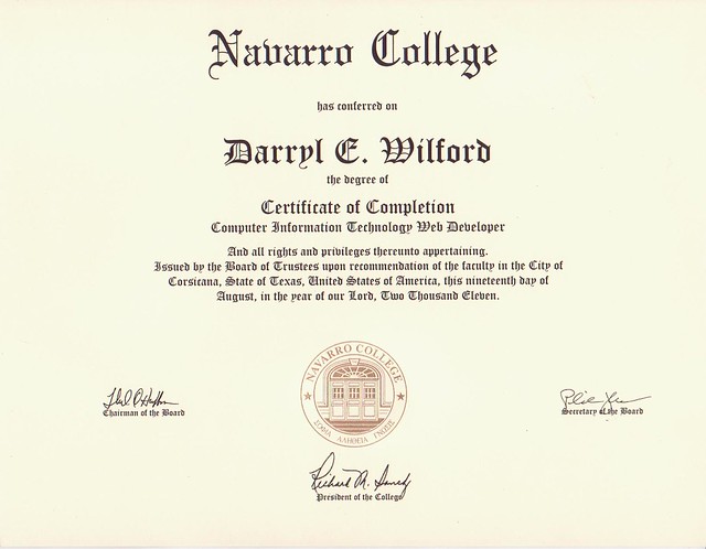 Certificate of Completion Computer Information Technology Web Developer Flickr Photo Sharing!