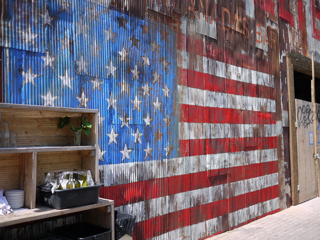american flag painted on corrugated metal wall Keith Survell Flickr