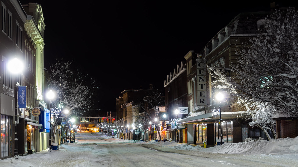 Winter Night on Main Street; Waterville, Maine Going back … Flickr