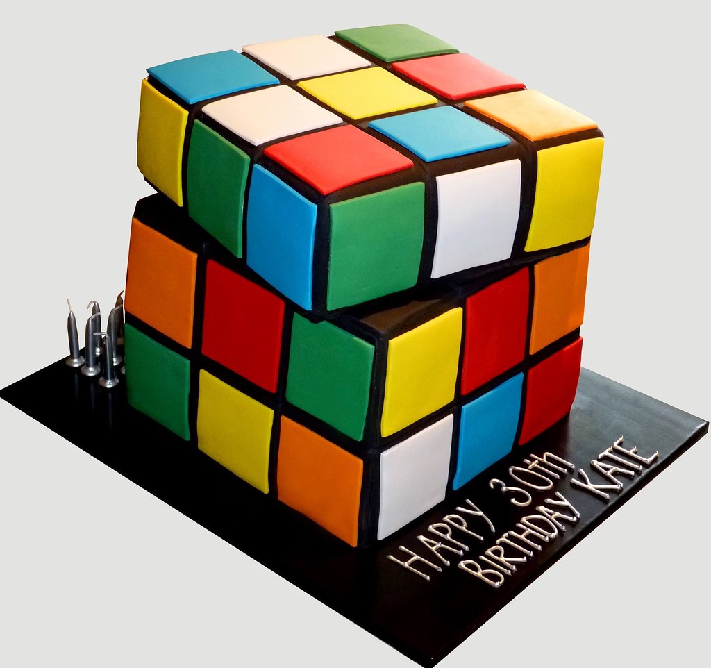 Rubix Cube Birthday Cake White chocolate mud cake, this ru… Flickr