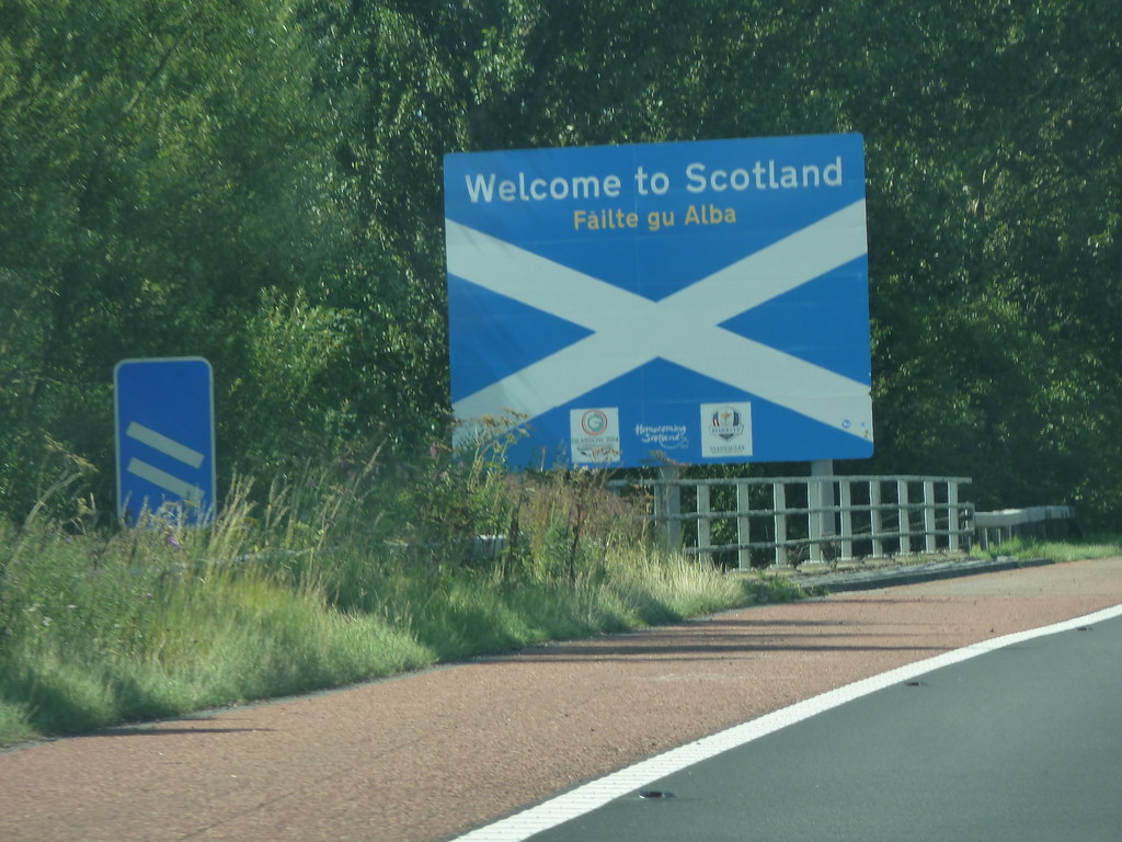 to Scotland" sign, 2014 Jul 22 M6 Dunnock_D Flickr