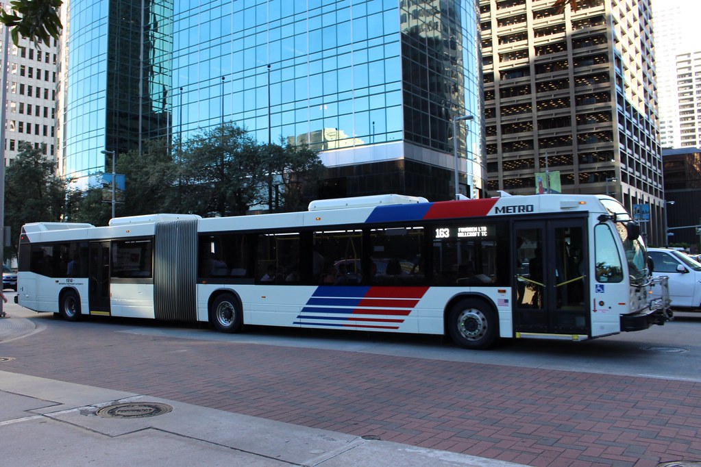 Houston Metro Novabus articulated bus in Houston, Texas. So Cal