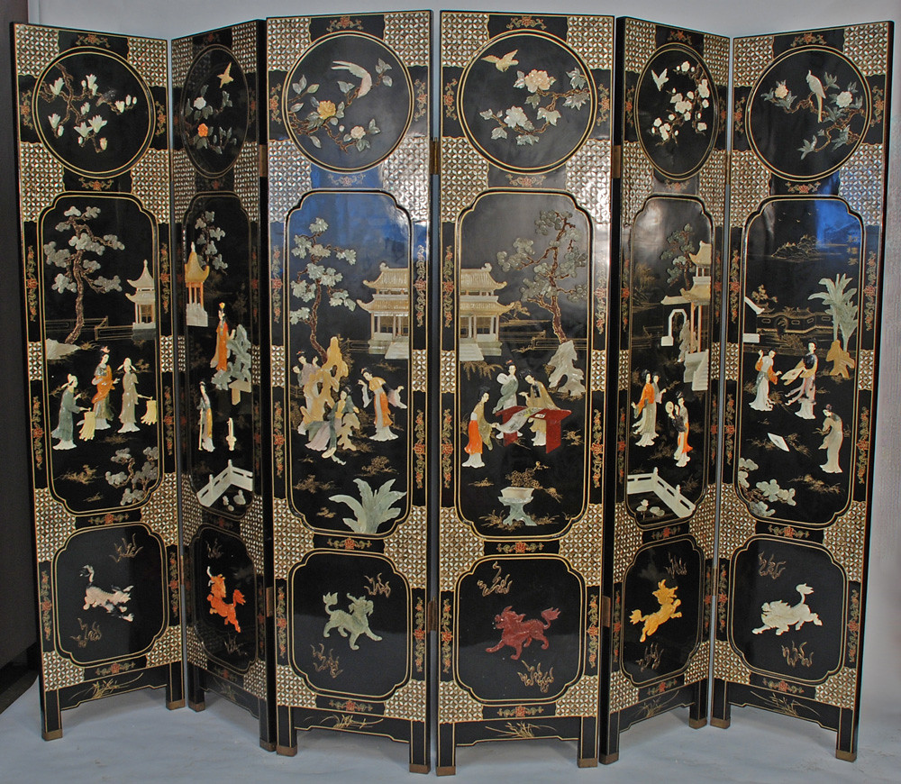 BK0054YAntiqueOrientalFoldingScreenDividers Black lac… Flickr