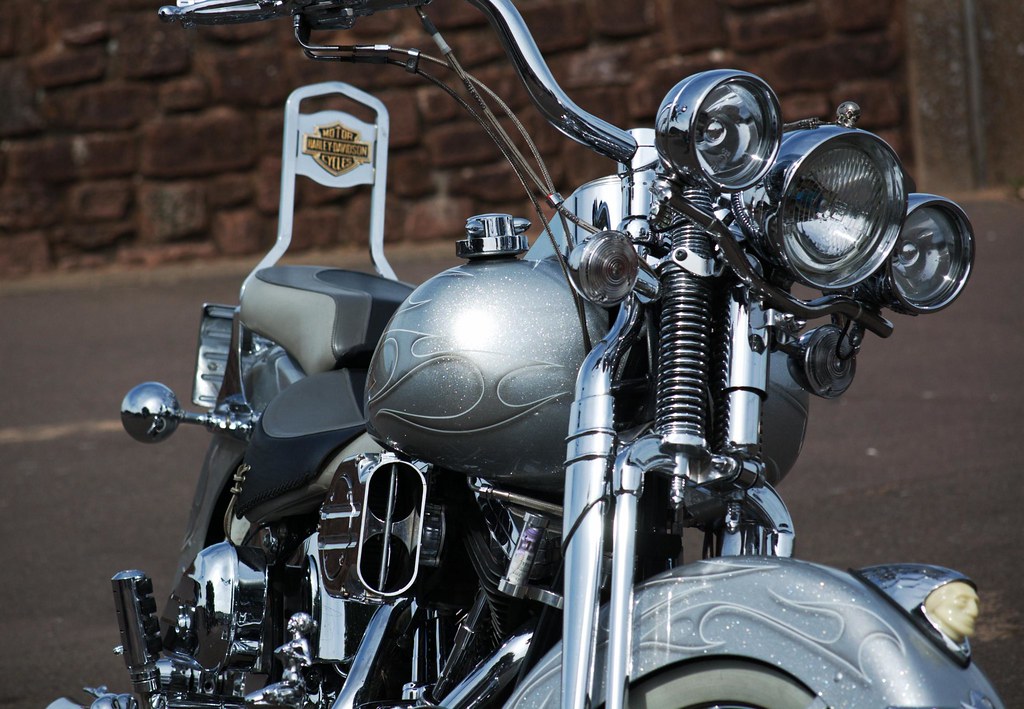Harley Davidson A chrome Harley Davidson on Minehead seafr… Ross