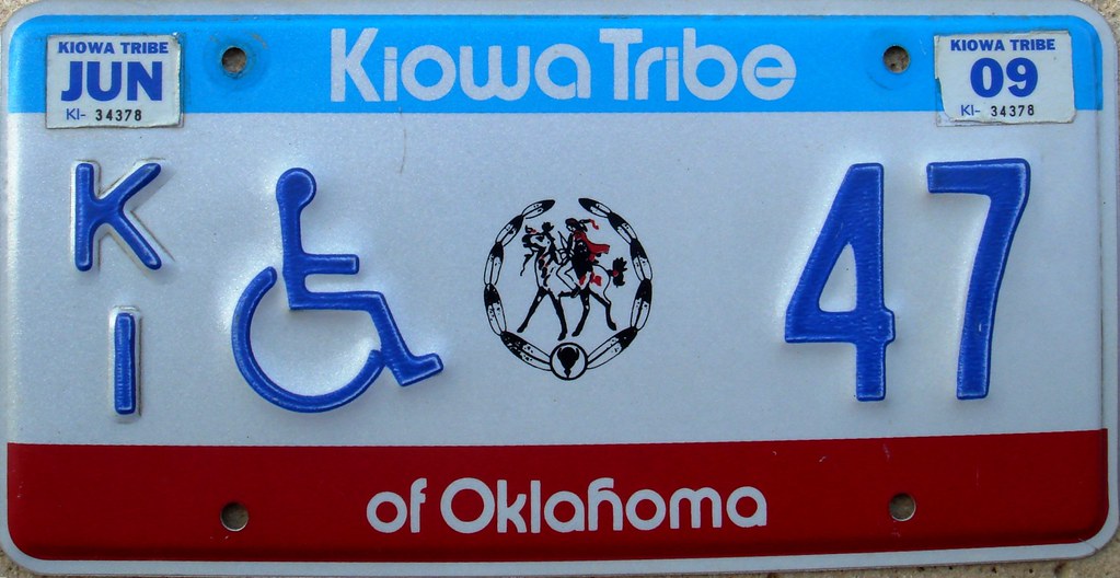 Kiowa Tribe Handicapped License Plate Oklahoma. One (rear)… Flickr