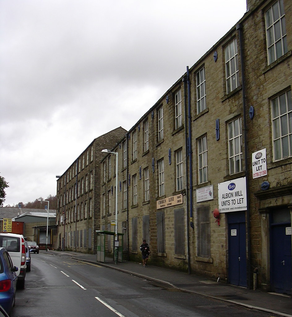 Albion Mill and Globe Mill, Burnley Road East, Waterfoot, … Flickr
