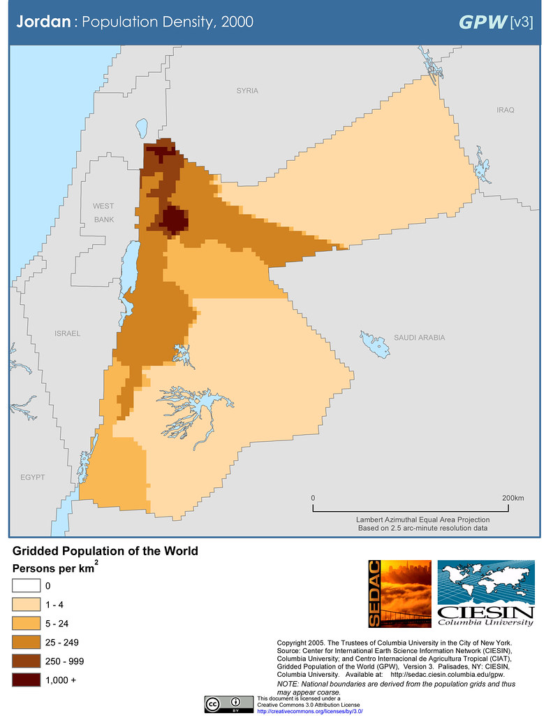 Jordan Population Density, 2000 SEDACMaps Flickr