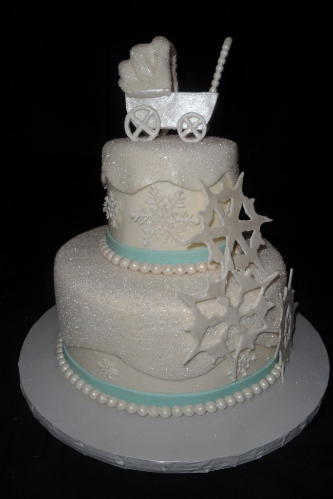 Snowflake baby shower cake April Wallace Cakes Flickr
