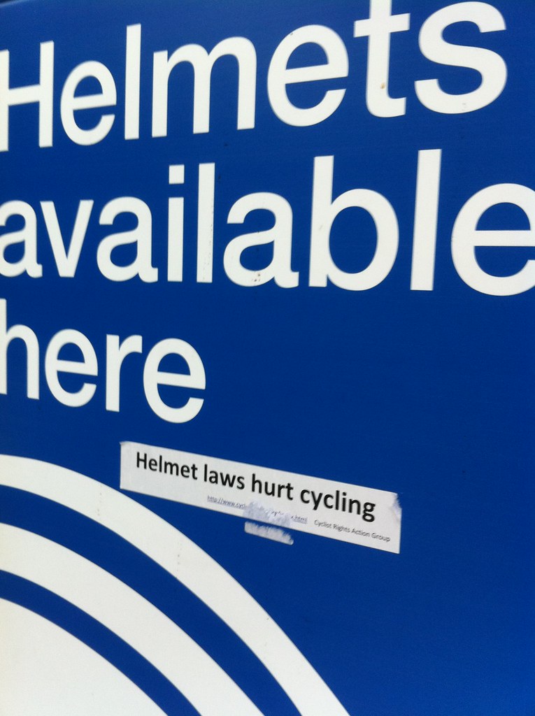 Helmets available here / Helmet laws hurt cycling Neal Jennings Flickr