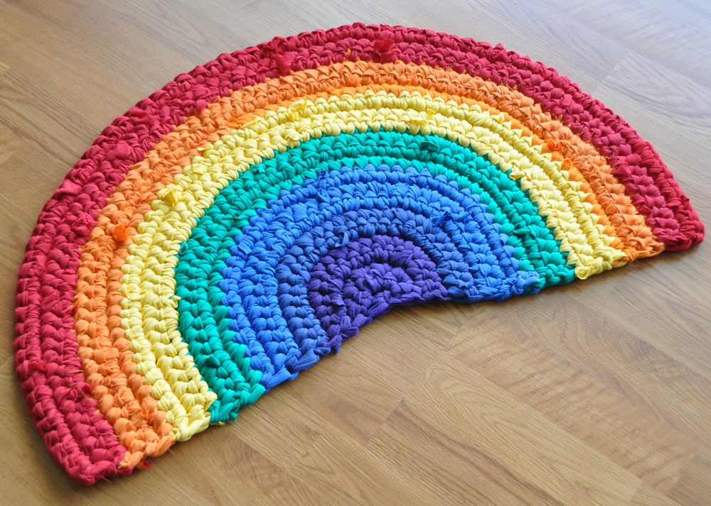 Rainbow Crochet Rug I crocheted this rug with yarn I hand… Flickr