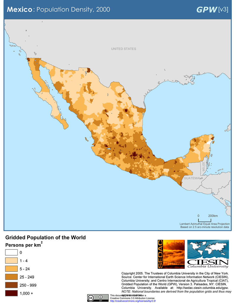 Mexico Population Density, 2000 SEDACMaps Flickr