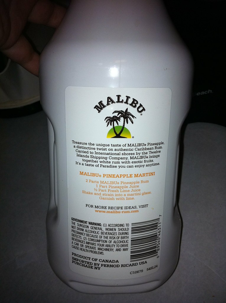 Apparently "Imported" Malibu rum is a product of Canada Flickr