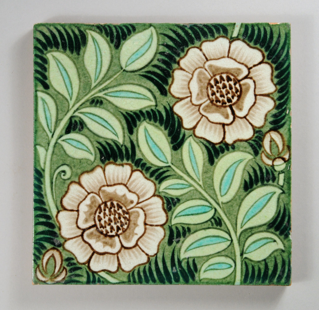 William De tile with flowers and foliage This tile … Flickr