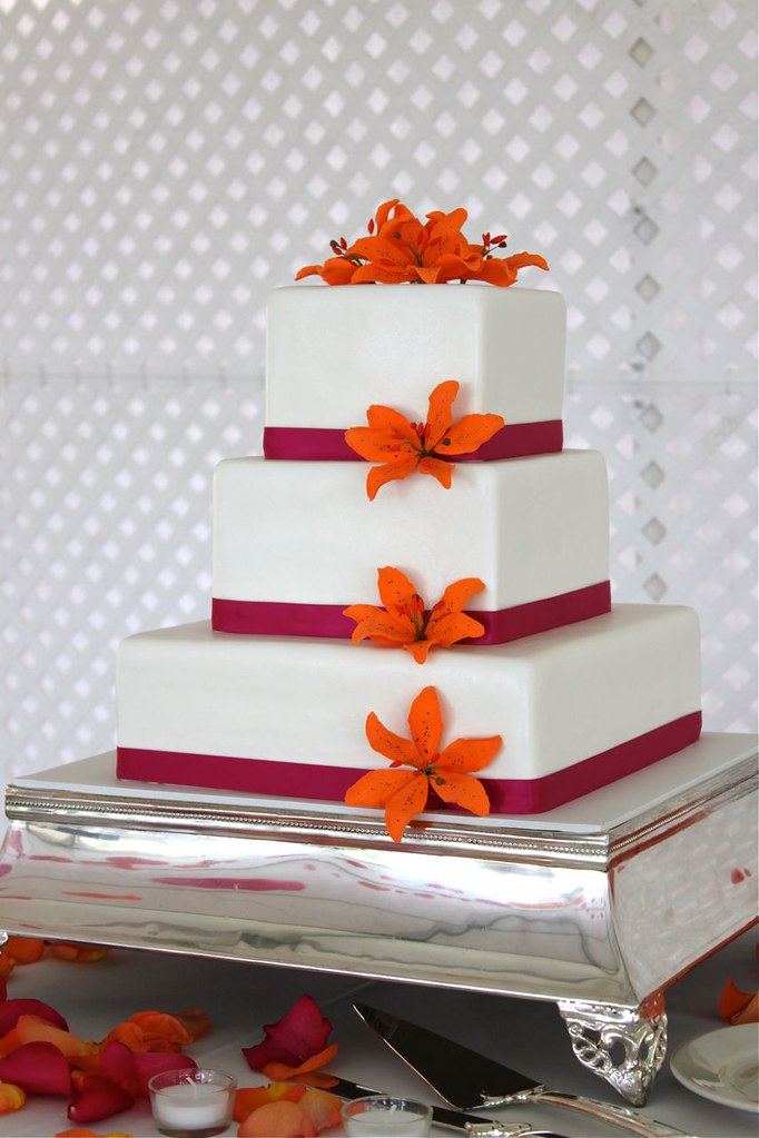 Fuschia & Orange Wedding Cake Jasmine Clouser Flickr