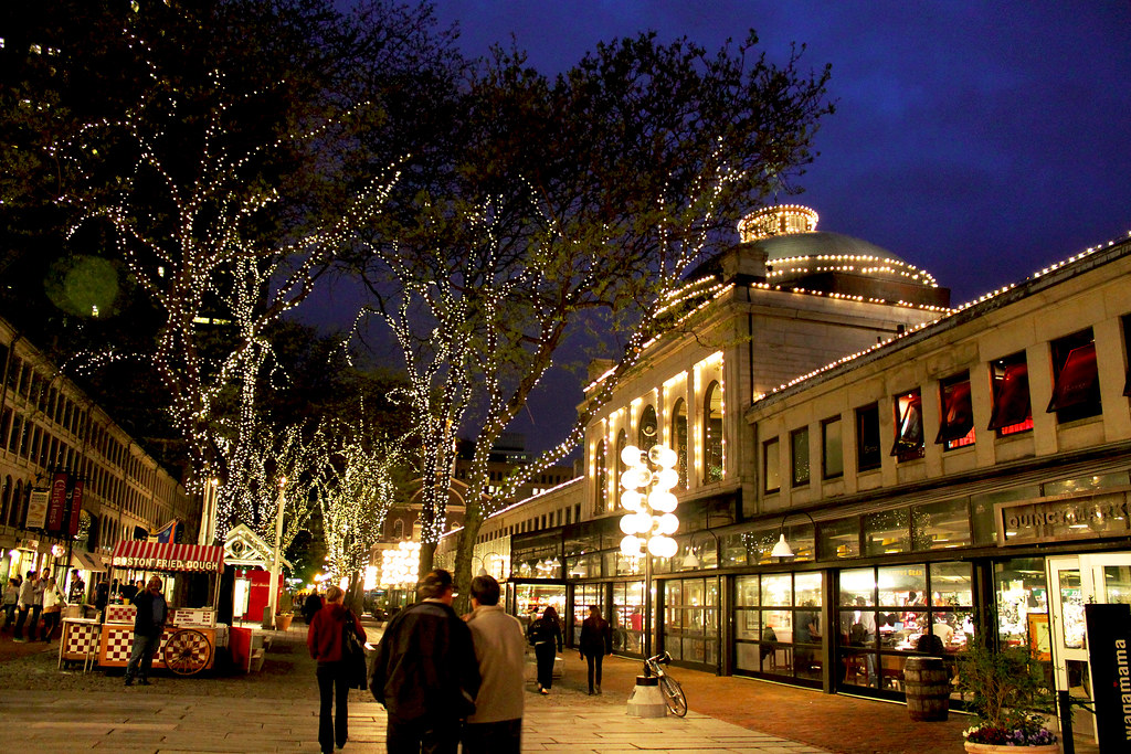 Quincy Market at Night Located in the heart of downtown Bo… Flickr