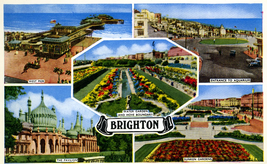 Brighton postcard Old 1960s postcard showing five differen… Flickr