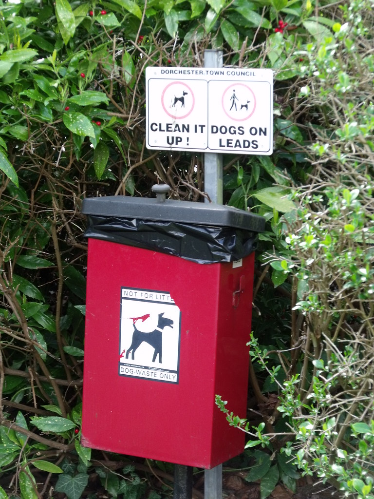 Borough Gardens Dorchester dog waste bin and signs Flickr