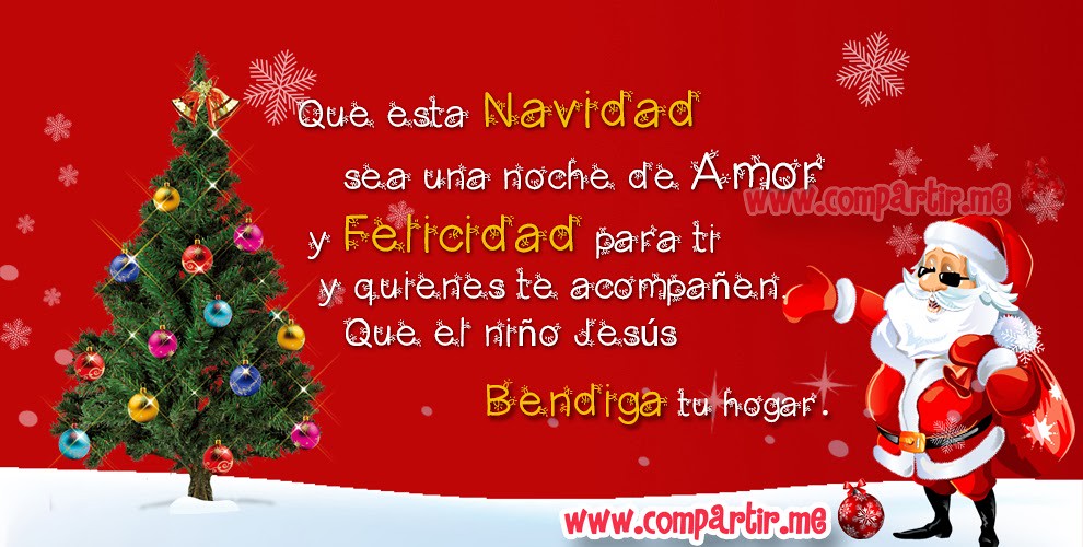 Tarjeta navideña con imagen de Santa Claus y frase de Feli