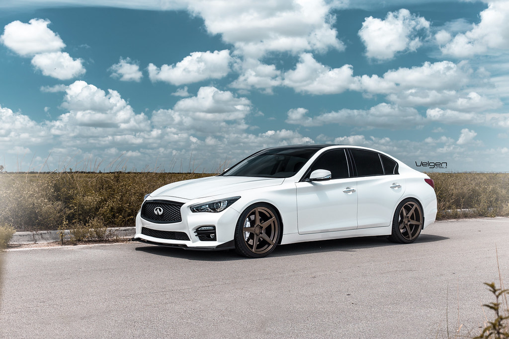 White Infiniti Q50S on Velgen Wheels Classic5 Satin Bronze… Flickr