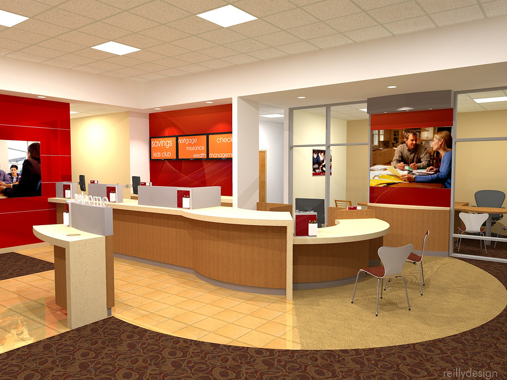 Bank design small branch view of concierge Reilly
