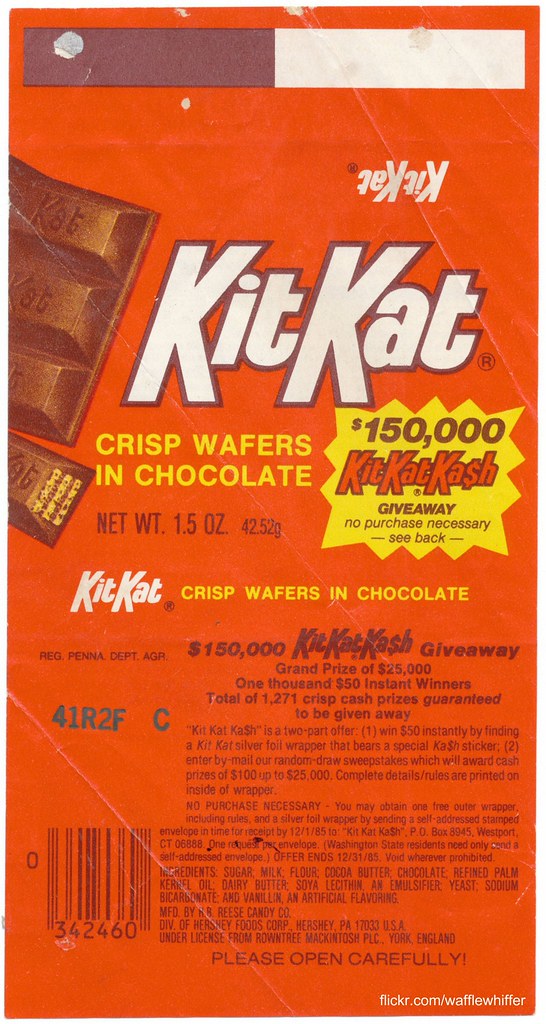 Kit Kat 1985 Here's a Kit Kat candy bar wrapper which da… Flickr
