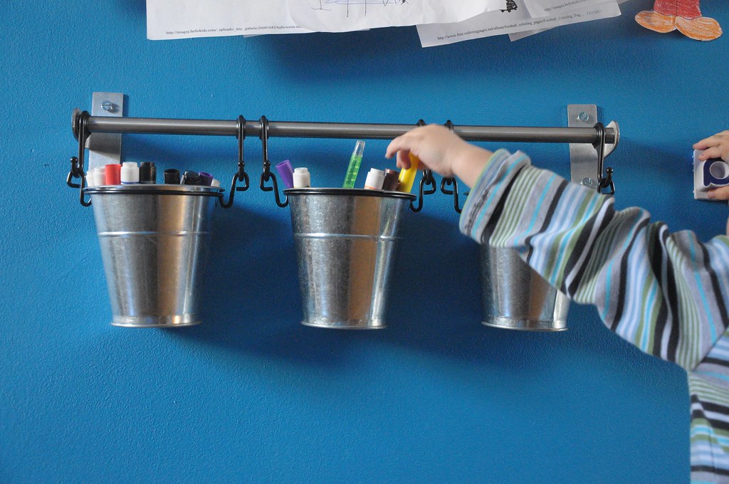 ikea buckets on wall DIY Del Ray Flickr