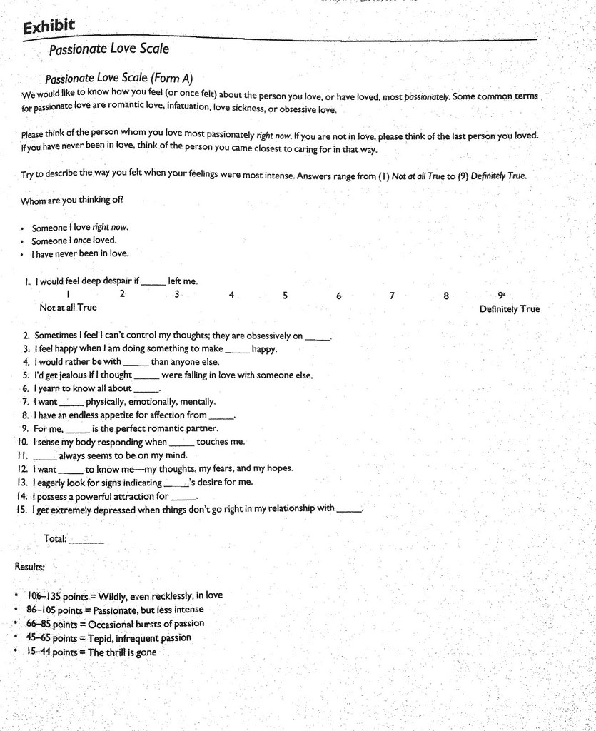 Passionate Love Scale Many classifications and typologies … Flickr