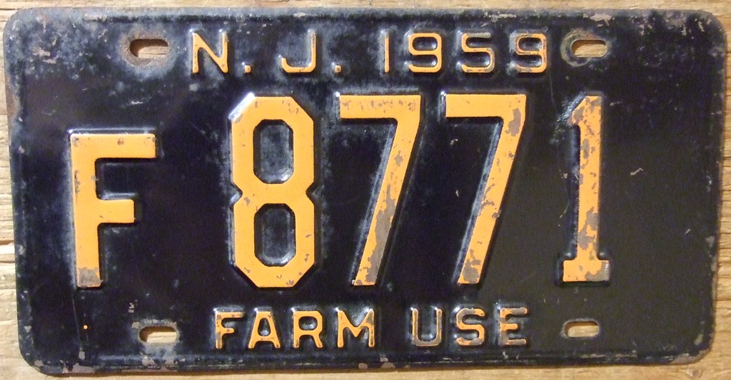 NEW JERSEY 1959 FARM USE LICENSE PLATE Most New Jersey … Flickr
