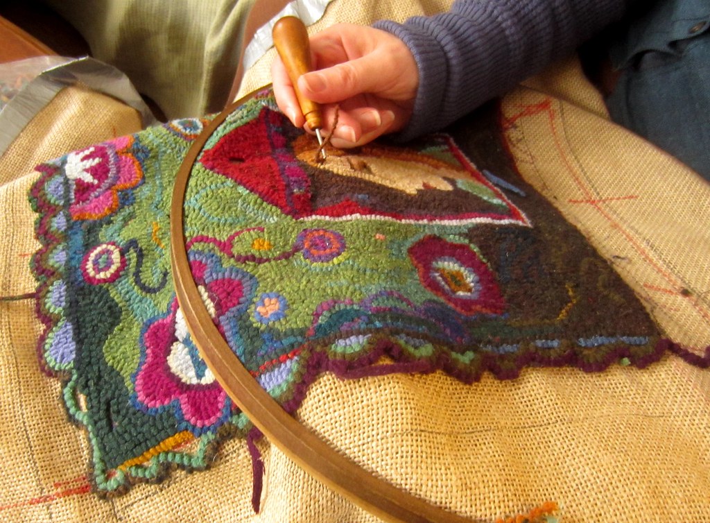 Hooked rug in progress this is Ann Willey rug hooking www… Flickr