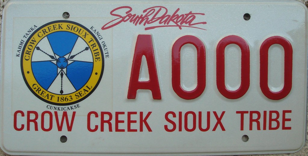 Crow Creek Sioux Tribe Sample License Plate South Dakota. … Flickr
