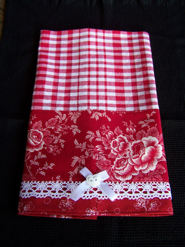 Red roses and white trims kitchen towel. Great tea towel f… Flickr