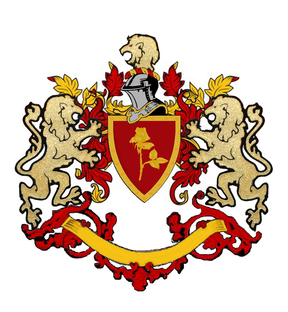 Full heraldry Full heraldry, coat of arms with rose, mantl… Flickr