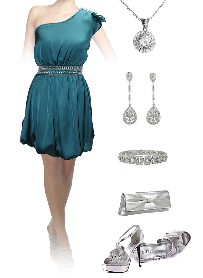 Emerald Green Dress with Silver Shoes and Silver accessori… Flickr