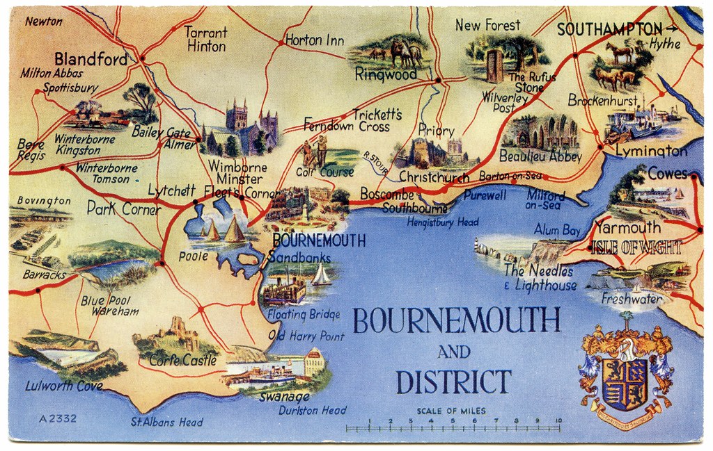 Postcard map of Bournemouth and District Art Colour by J V… Flickr