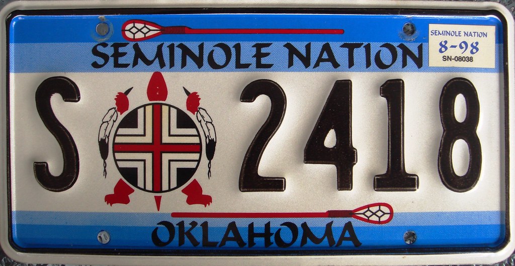 Seminole Nation License Plate Oklahoma. One (rear) triball… Flickr